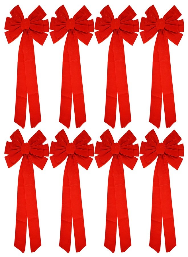 REGENT Red Velvet Bow (8 Pack) 26" Long 10" Wide 10 Loop Holiday/Christmas Bow - Image 1